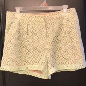 Mint Green Front Pleat Shorts